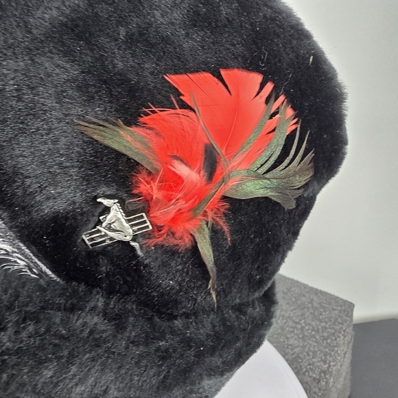 Vintage United Hatters Faux Fur Fedora Hat Black Small Ford Mustang Pin Feather main image 7